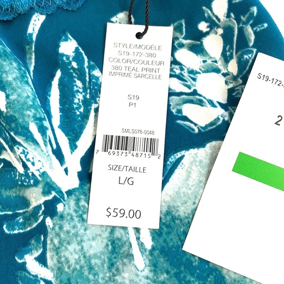 NWT Elysian Teal Print Lace Trimmed Cami/Short Pajama Set, Size L - Picture 5 of 7